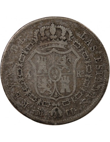 ESPAGNE, ISABELLE II - 4 REALES ARGENT 1849 M CL