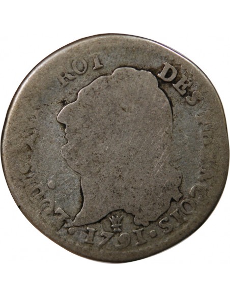 LOUIS XVI, CONSTITUTION - 15 SOLS  ARGENT 1791 I LIMOGES