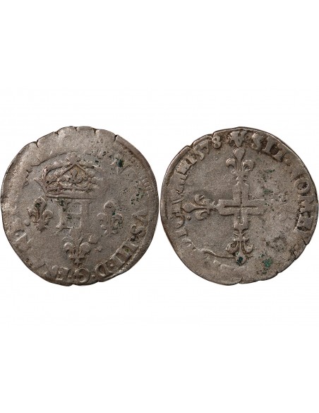 HENRI III - DOUBLE SOL PARISIS 1578 A PARIS