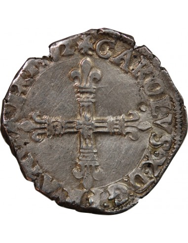 CHARLES X, CARDINAL DE BOURBON - 1/4 ECU ARGENT 1592 T NANTES