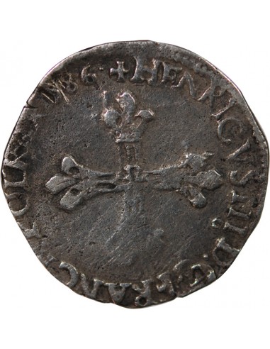 HENRI III - 1/8 ECU ARGENT 1586 9 RENNES