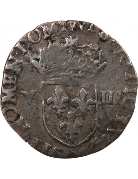 HENRI III - 1/8 ECU ARGENT 1586 9 RENNES
