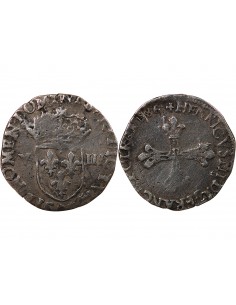 HENRI III - 1/8 ECU ARGENT 1586 9 RENNES 2