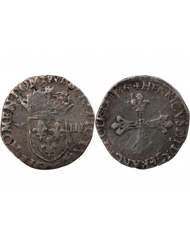 HENRI III - 1/8 ECU ARGENT 1586 9 RENNES