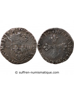 HENRI III - 1/8 ECU ARGENT 1586 9 RENNES