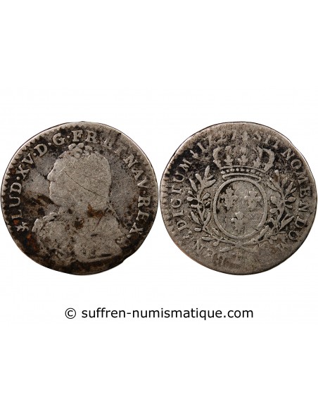 LOUIS XV - 1/10 ECU AUX BRANCHES D'OLIVIER 1727 T NANTES