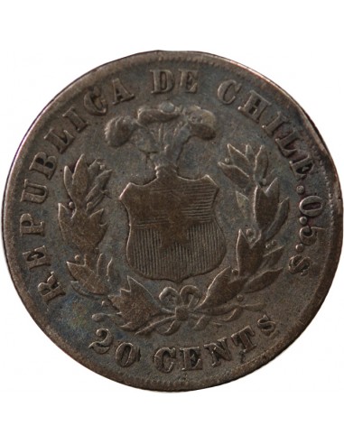 CHILI - 20 CENTAVOS ARGENT 1892 So