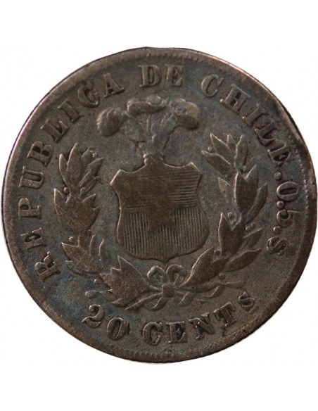 CHILI - 20 CENTAVOS ARGENT 1892 So