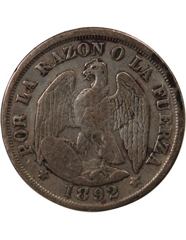 CHILI - 20 CENTAVOS ARGENT 1892 So