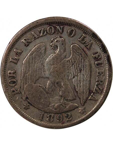 CHILI - 20 CENTAVOS ARGENT 1892 So
