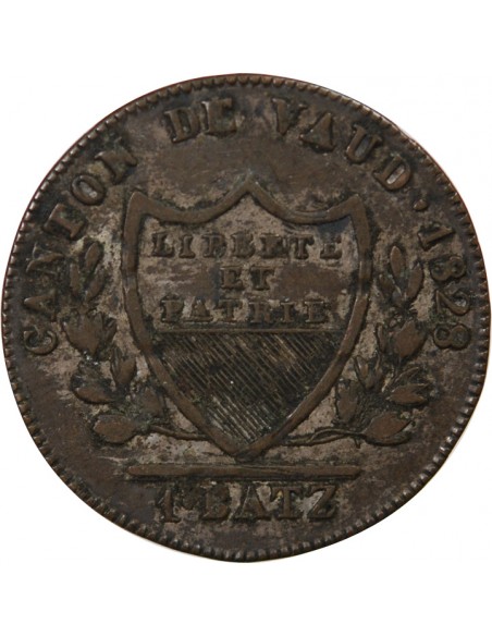 SUISSE, VAUD - 1 BATZ 1828
