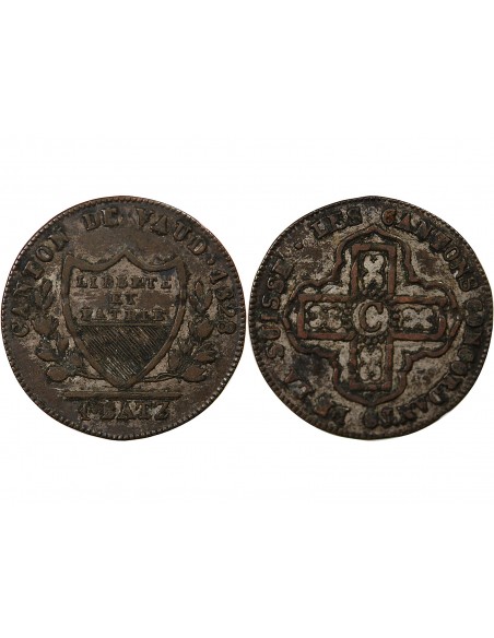 SUISSE, VAUD - 1 BATZ 1828