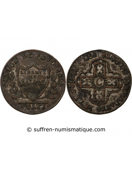 SUISSE, VAUD - 1 BATZ 1828