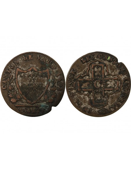 SUISSE, VAUD - 1 BATZ 1828