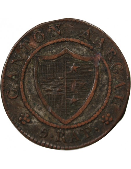 SUISSE, CANTON D'ARGOVIE- 5 RAPPEN 1829