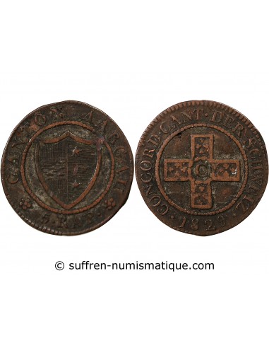 SUISSE, CANTON D'ARGOVIE- 5 RAPPEN 1829