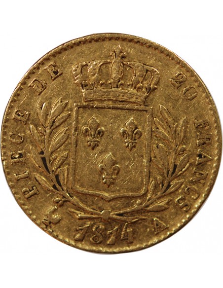 LOUIS XVIII - 20 FRANCS OR 1814 A PARIS