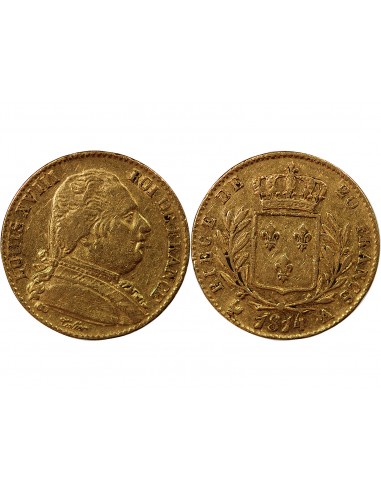 LOUIS XVIII - 20 FRANCS OR 1814 A PARIS