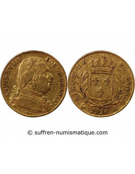 LOUIS XVIII - 20 FRANCS OR 1814 A PARIS
