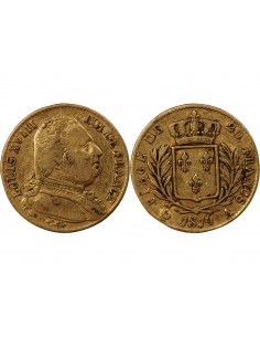 LOUIS XVIII - 20 FRANCS OR 1814 A PARIS 2