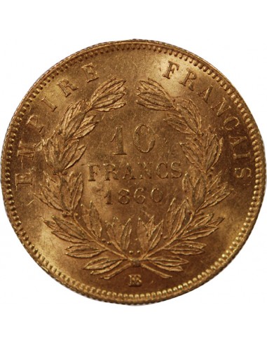 NAPOLEON III - 10 FRANCS OR 1860 BB STRASBOURG