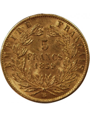 NAPOLEON III - 5 FRANCS OR 1859 BB STRASBOURG