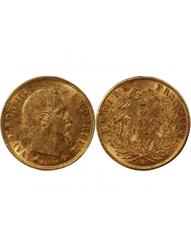 NAPOLEON III - 5 FRANCS OR 1859 BB STRASBOURG