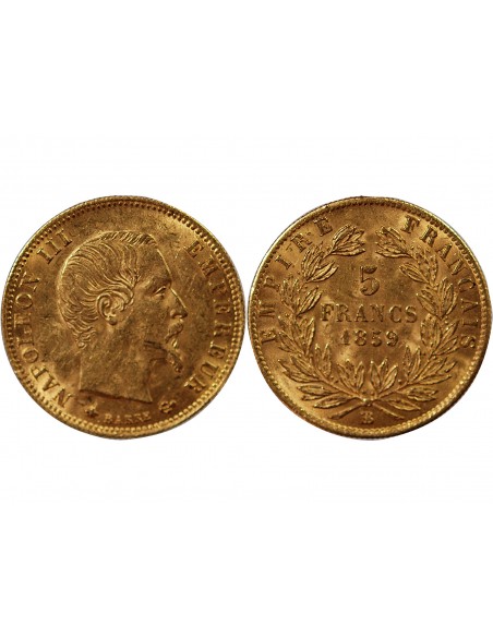 NAPOLEON III - 5 FRANCS OR 1859 BB STRASBOURG