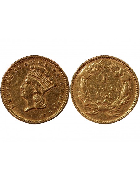 USA - 1 DOLLAR "Indian Head" 1874 PHILADELPHIE