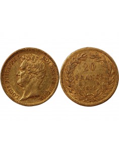 LOUIS PHILIPPE﻿ Ier - 20 FRANCS OR 1831 A PARIS "Tête Nue Tranche en Relief"﻿ 2