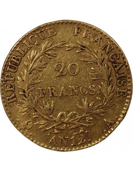 BONAPARTE 1er CONSUL - 20 FRANCS OR AN 12 A PARIS