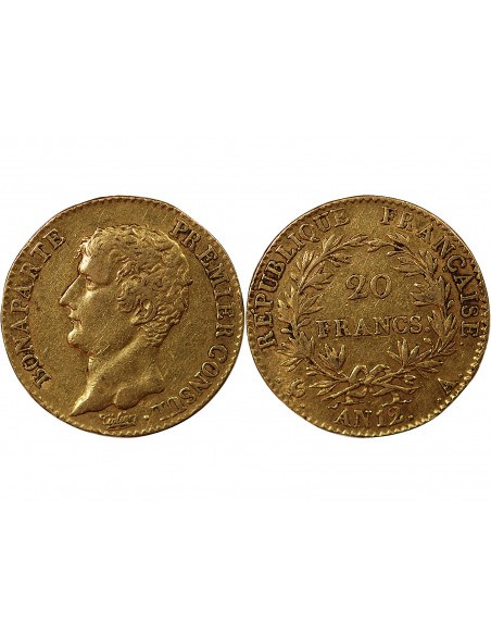 BONAPARTE 1er CONSUL - 20 FRANCS OR AN 12 A PARIS