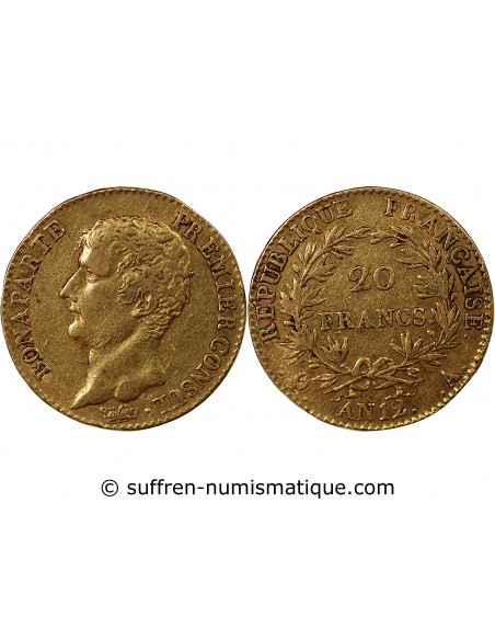 BONAPARTE 1er CONSUL - 20 FRANCS OR AN 12 A PARIS