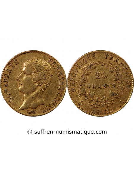 BONAPARTE 1er CONSUL - 20 FRANCS OR AN 12 A PARIS