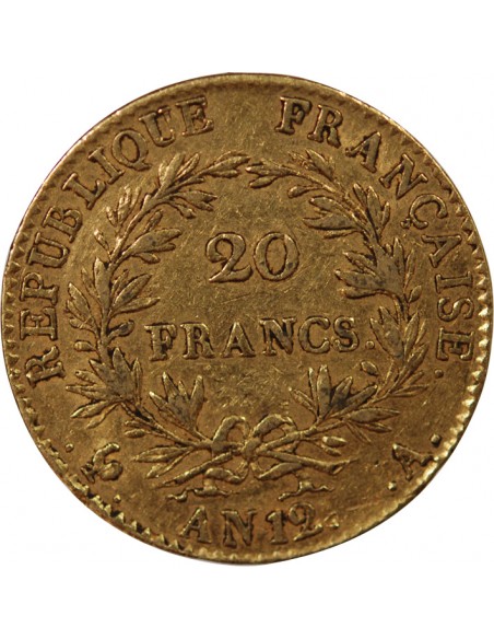 BONAPARTE 1er CONSUL - 20 FRANCS OR AN 12 A PARIS