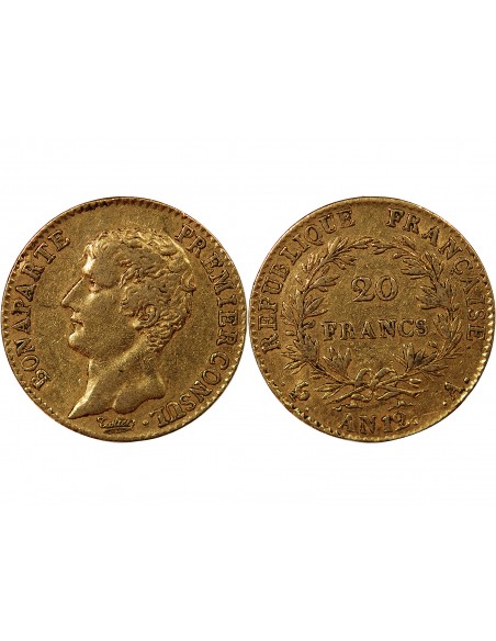 BONAPARTE 1er CONSUL - 20 FRANCS OR AN 12 A PARIS