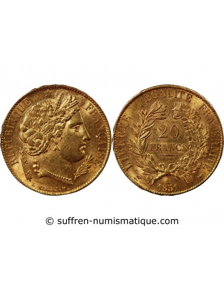 CERES ﻿- 20 FRANCS OR 1851 A PARIS﻿