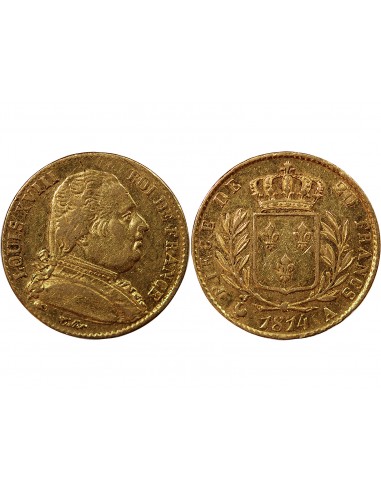 LOUIS XVIII - 20 FRANCS OR 1814 A PARIS