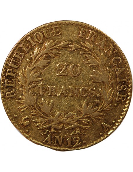 BONAPARTE 1er CONSUL - 20 FRANCS OR AN 12 A PARIS