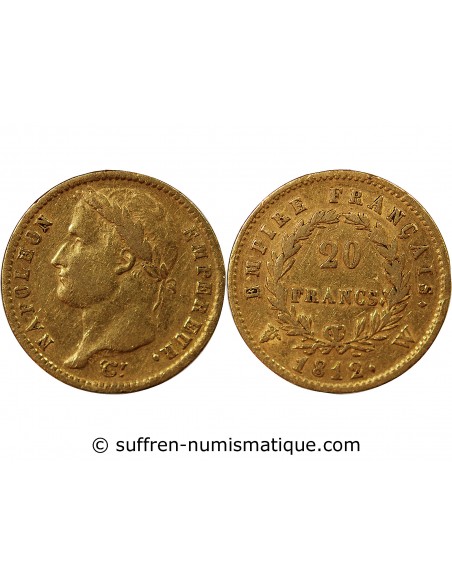 NAPOLEON Ier - 20 FRANCS OR 1812 W LILLE