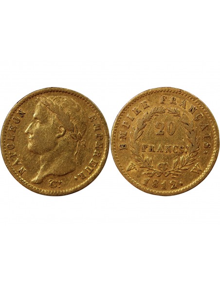 NAPOLEON Ier - 20 FRANCS OR 1812 W LILLE