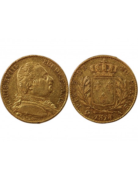 LOUIS XVIII - 20 FRANCS OR 1814 A PARIS
