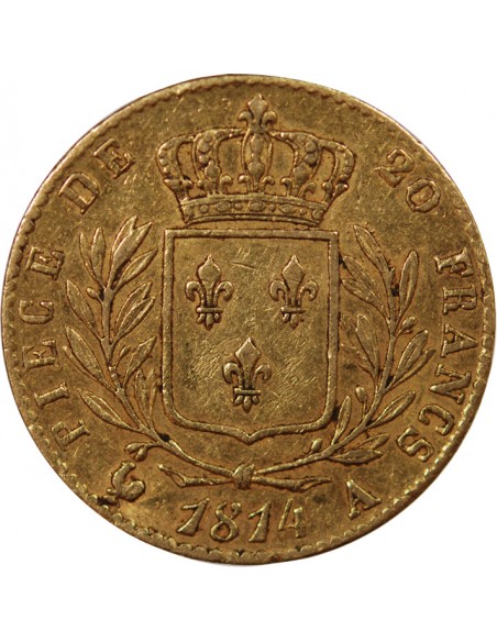 LOUIS XVIII - 20 FRANCS OR 1814 A PARIS