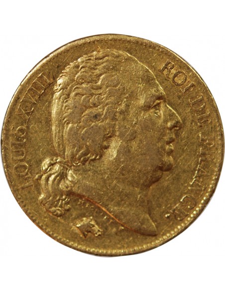 LOUIS XVIII - 20 FRANCS OR 1817 W LILLE