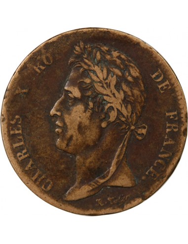 COLONIES FRANCAISES, MARTINIQUE ET GUADELOUPE, CHARLES X  5 CENTIMES 1827 H LA ROCHELLE