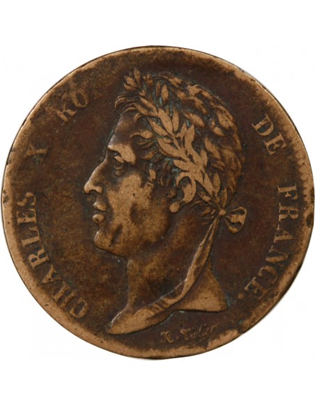 COLONIES FRANCAISES, MARTINIQUE ET GUADELOUPE, CHARLES X  5 CENTIMES 1827 H LA ROCHELLE