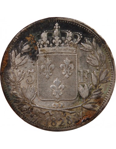 CHARLES X - 5 FRANCS ARGENT 1828 W LILLE