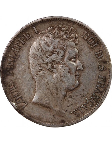 LOUIS PHILIPPE - 5 FRANCS ARGENT 1831 W LILLE "Type Tiolier, Tr creux"