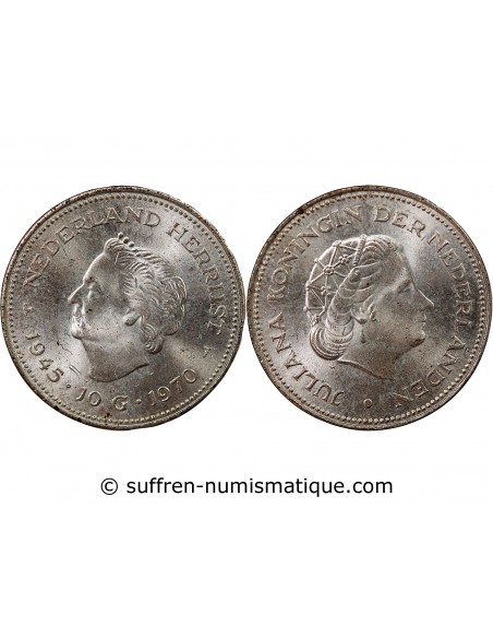 PAYS-BAS, JULIANA - 10 GULDEN ARGENT 1970