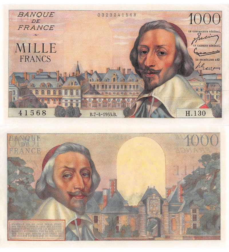 1000 FRANCS RICHELIEU 07.04.1955